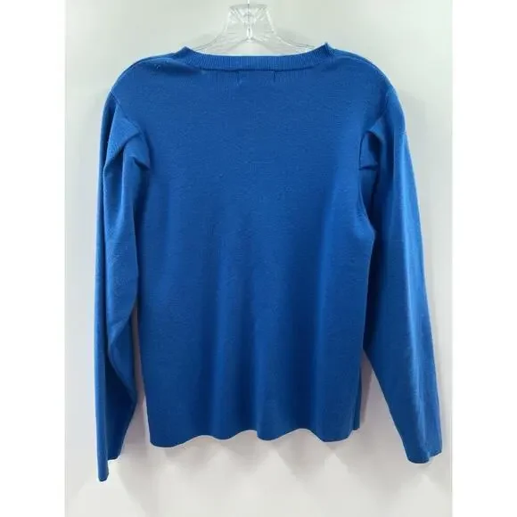 Opaque Clip Tokyo Women’s Long Sleeve Blue Wool Blend Sweater Size Medium (38) - Picture 7 of 8